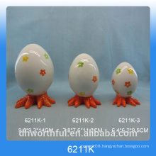 Flower design egg shape ceramic pepper &salt shaker